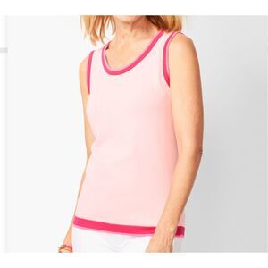 Talbots Pink Colorblock Tank Top 1X Preppy Coastal Grandmacore Summer